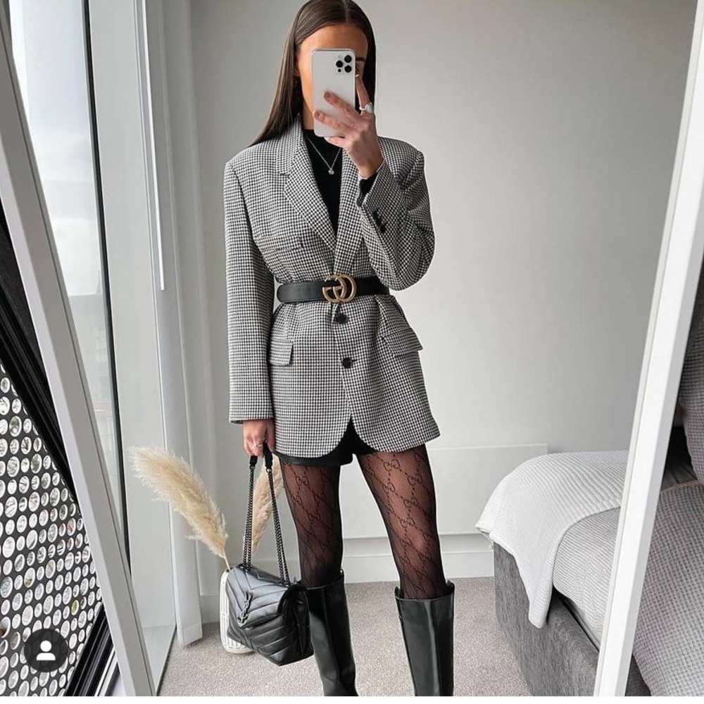 MANGO oversized houndstooth wool blend blazer blogger favorite - Picture 6 of 12